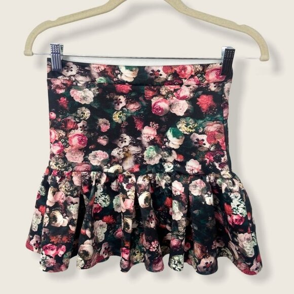 Nordstrom Re:Named Floral Print Flare Skirt Size Small Flirty Ruffle Hem Flounce - Picture 3 of 8